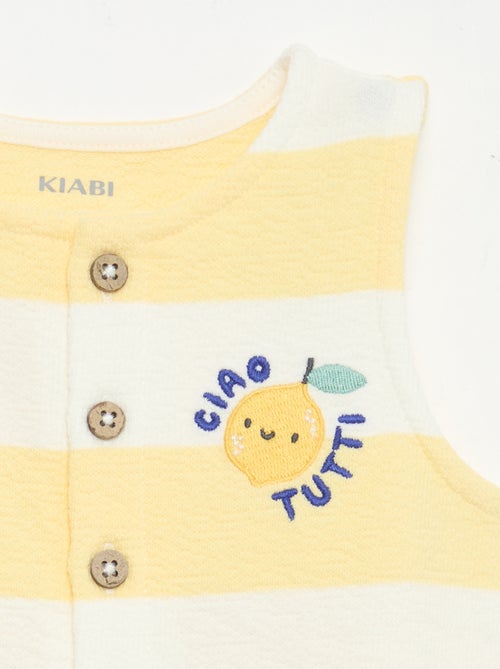 Barboteuse en baby Terry à carreaux - Kiabi