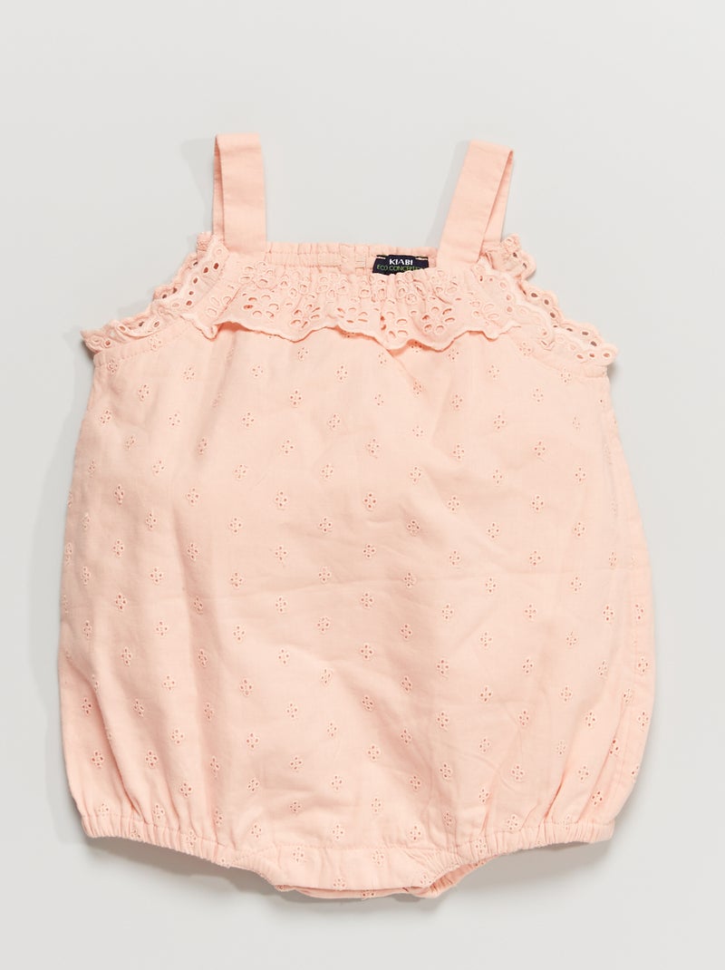 Barboteuse en broderie anglaise Rose - Kiabi