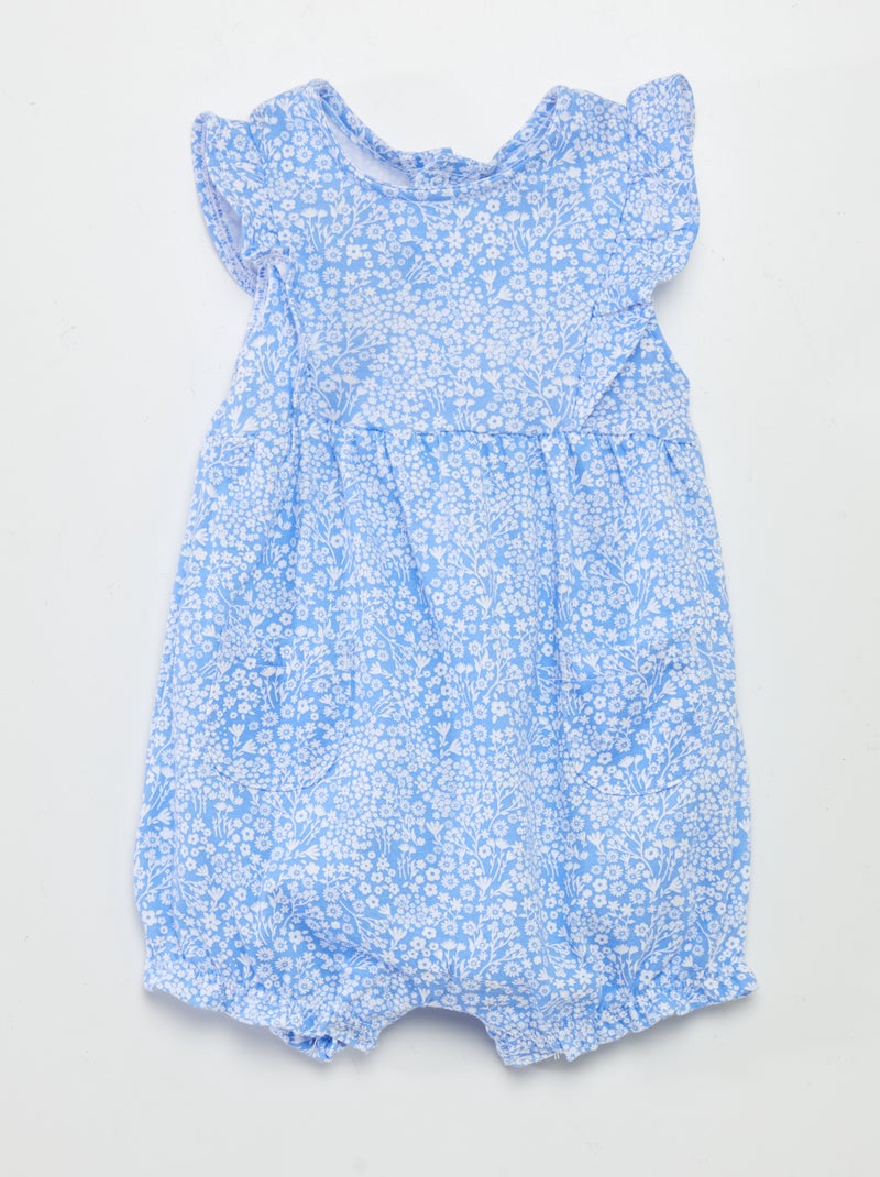 Barboteuse en coton à imprimé Bleu - Kiabi