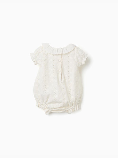 Barboteuse en coton avec broderie anglaise - Kiabi