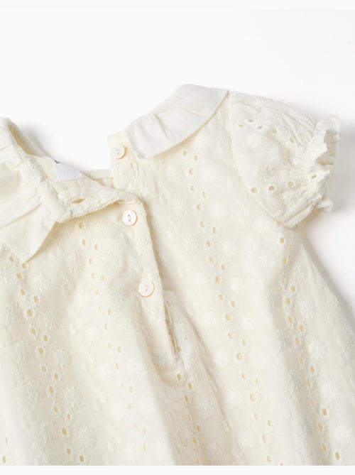 Barboteuse en coton avec broderie anglaise - Kiabi