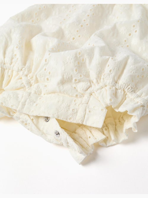 Barboteuse en coton avec broderie anglaise - Kiabi
