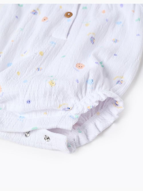 Barboteuse en coton avec motif et volants - Kiabi