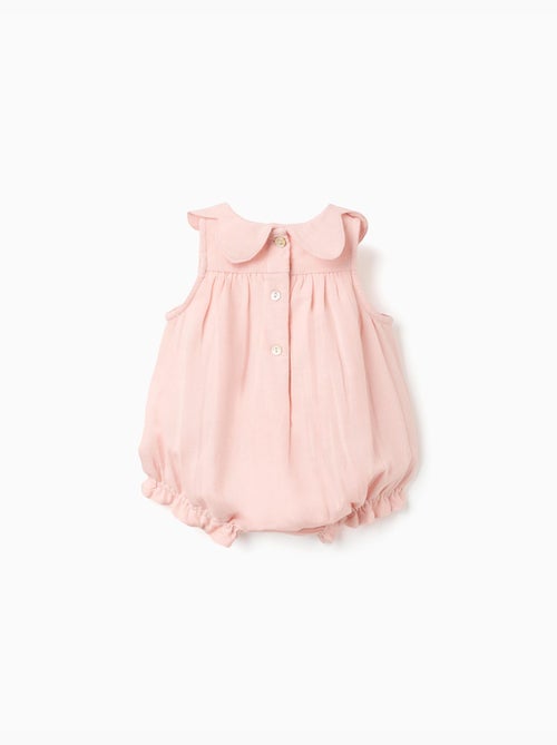 Barboteuse en coton et lin avec volants B&S - Kiabi