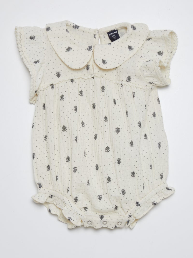 Barboteuse en double gaze de coton Beige - Kiabi