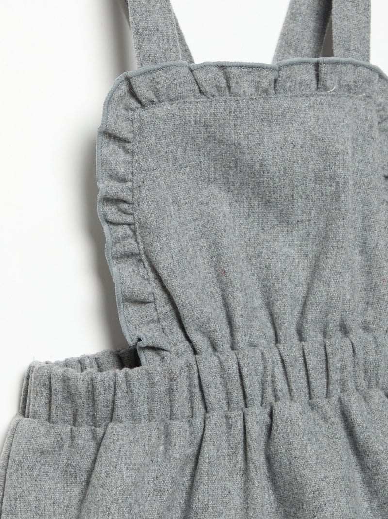Barboteuse en flanelle à bretelles Gris - Kiabi