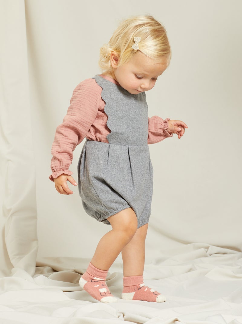 Barboteuse en flanelle Gris - Kiabi