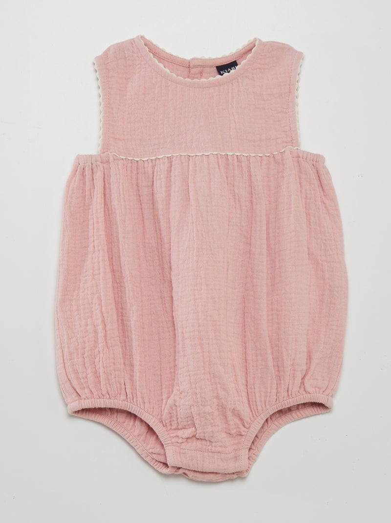 Barboteuse en gaze de coton Rose - Kiabi