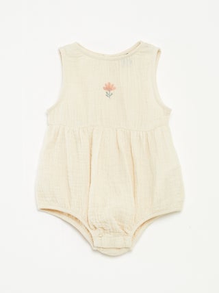 Barboteuse en gaze de coton unie