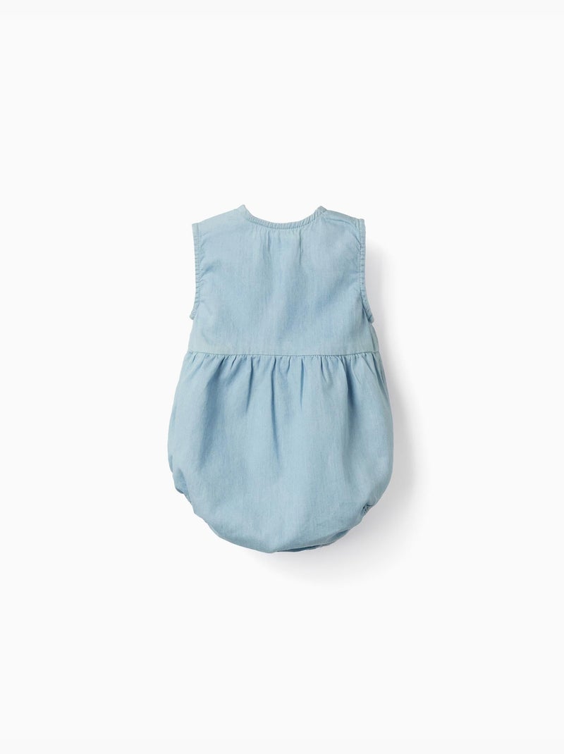 Barboteuse en jean en coton sans manches Bleu clair - Kiabi