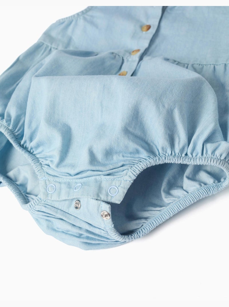 Barboteuse en jean en coton sans manches Bleu clair - Kiabi