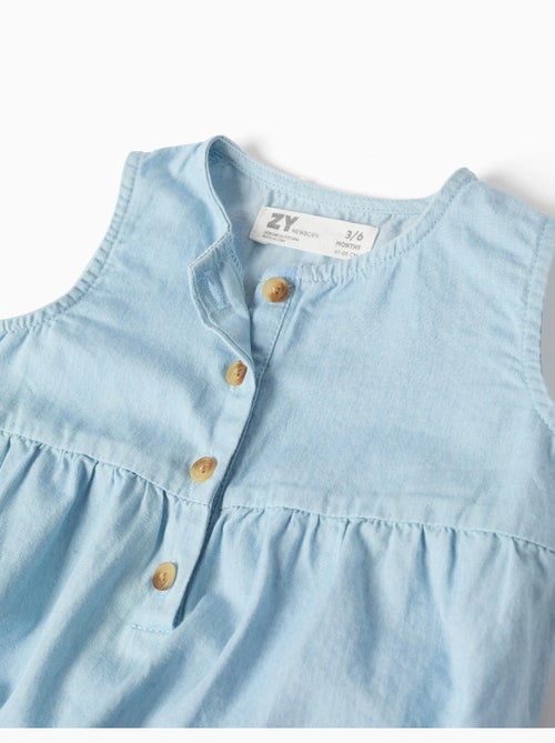 Barboteuse en jean en coton sans manches - Kiabi
