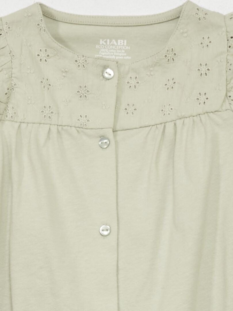 Barboteuse en jersey avec broderie gris mercure - Kiabi
