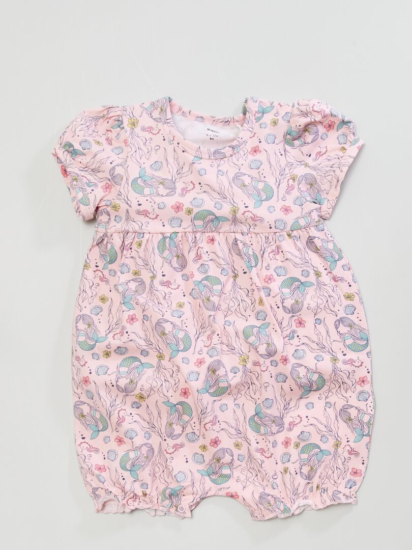 Barboteuse en jersey avec imprimé rose - Kiabi