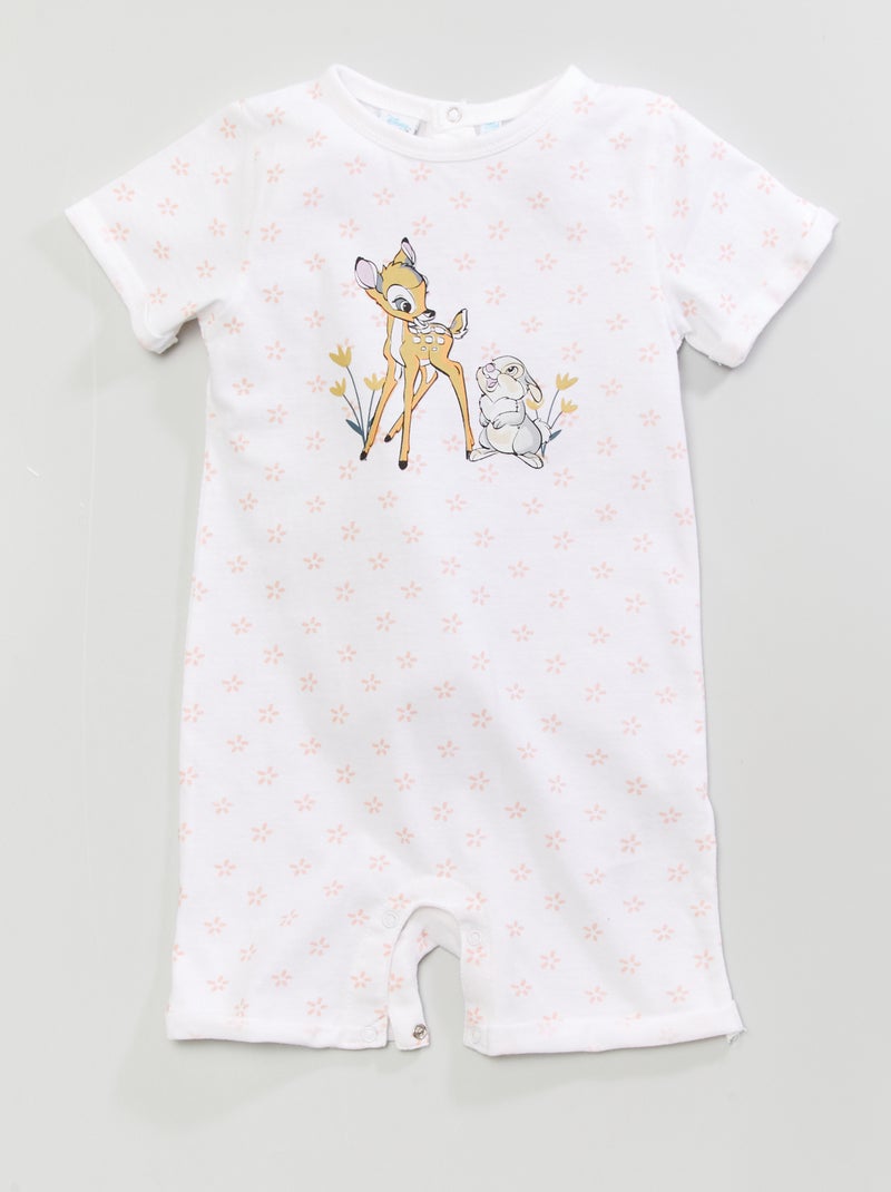 Barboteuse en jersey 'Bambi' blanc/rose - Kiabi