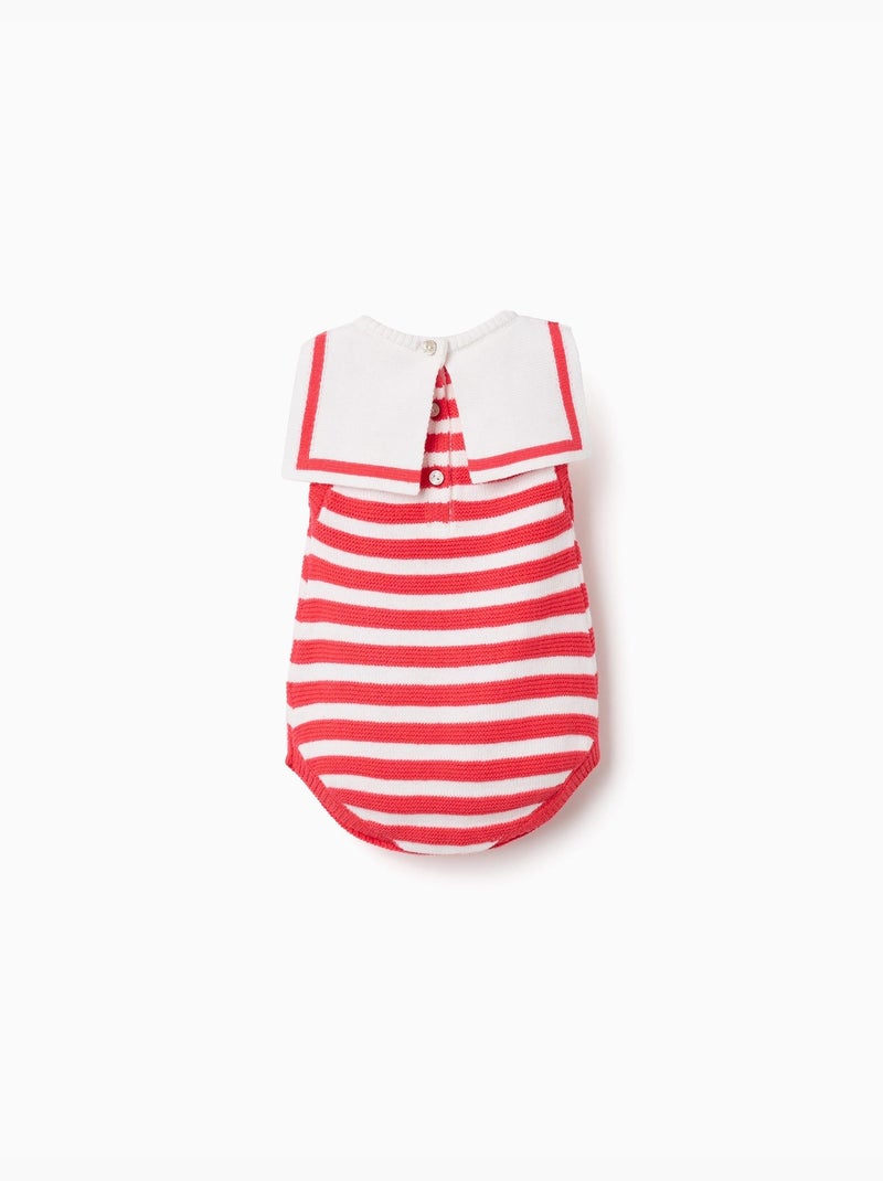 Barboteuse en maille à rayures Rouge - Kiabi