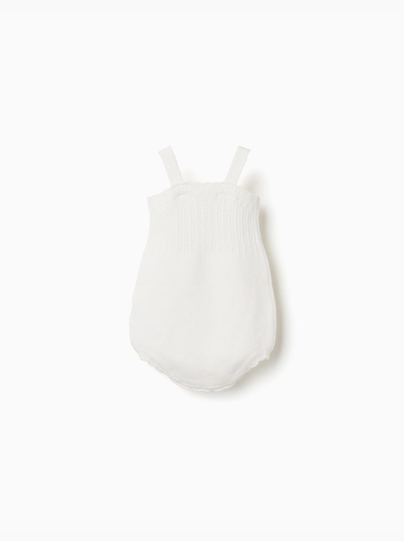 Barboteuse en maille avec détail ajouré Blanc - Kiabi