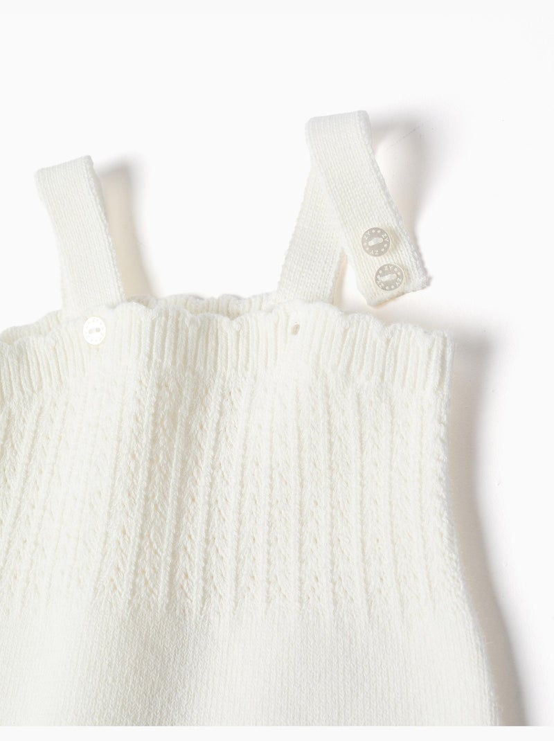 Barboteuse en maille avec détail ajouré Blanc - Kiabi