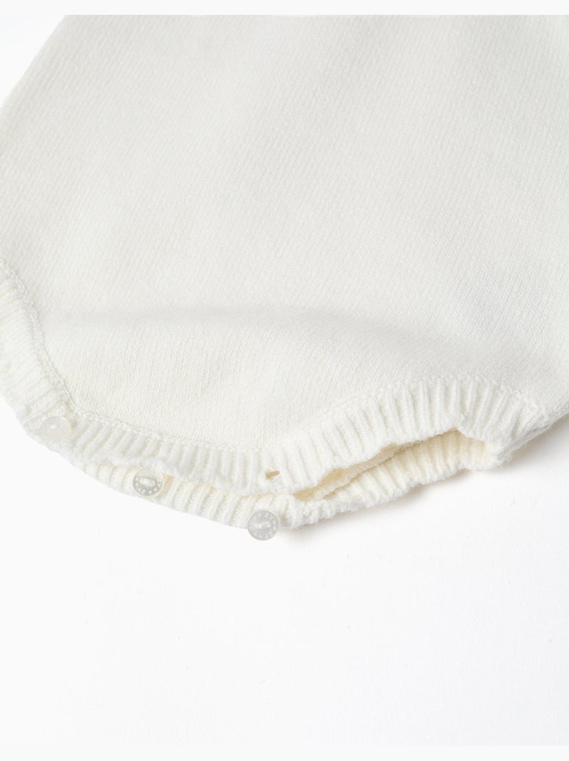 Barboteuse en maille avec détail ajouré Blanc - Kiabi