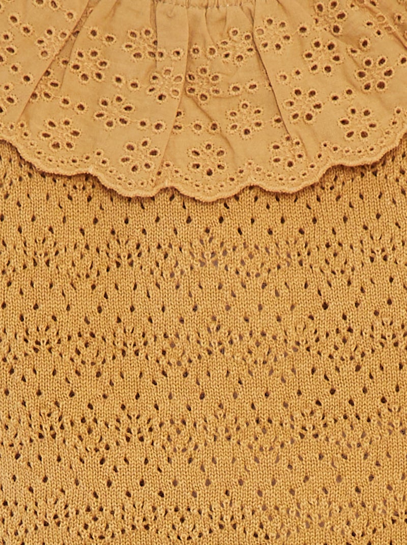 Barboteuse en tricot avec col fantaisiste BEIGE - Kiabi