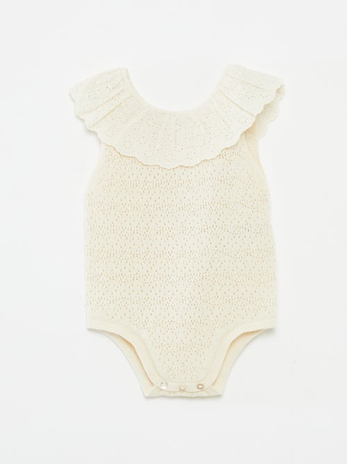 Barboteuse en tricot avec col fantaisiste - Kiabi