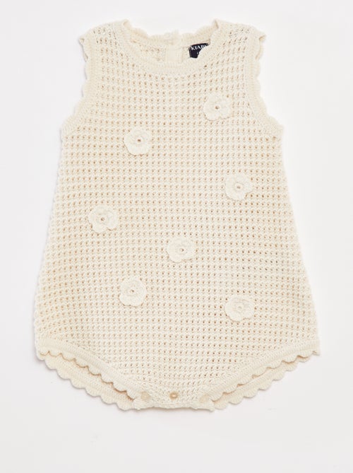 Barboteuse en tricot avec fleurs - Kiabi
