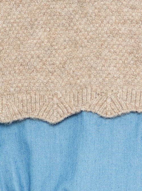 Barboteuse en tricot et denim - Kiabi
