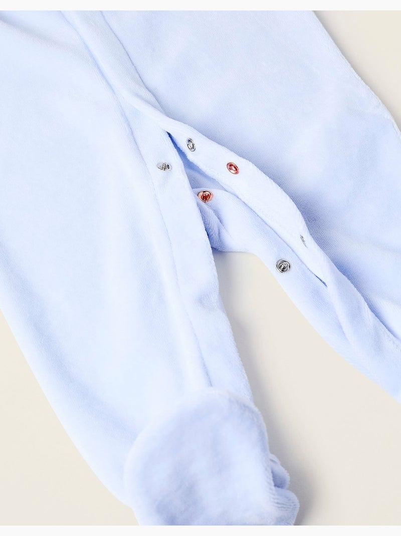 Barboteuse en Velours avec Détail Plissé Bleu Bleu - Kiabi