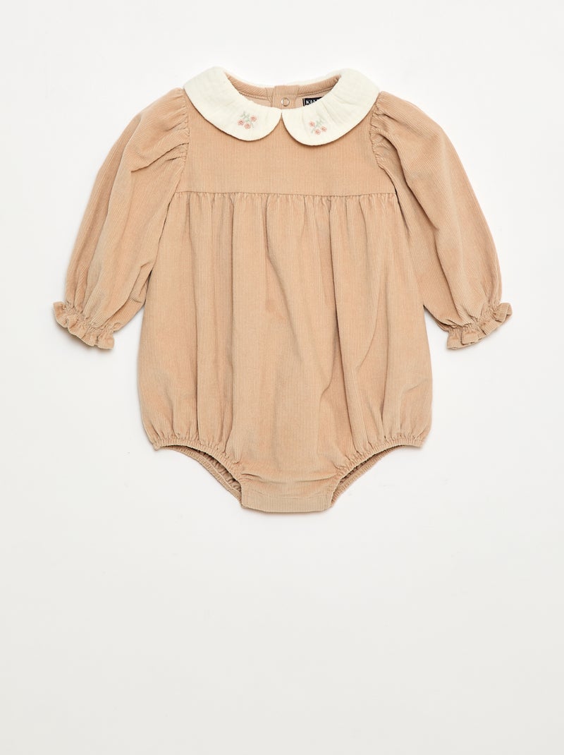 Barboteuse en velours Beige - Kiabi