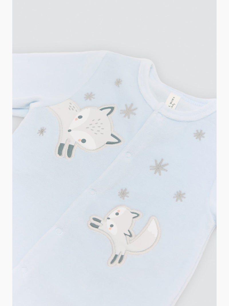 Barboteuse en velours pour bébé avec imprimé renard Bleu - Kiabi