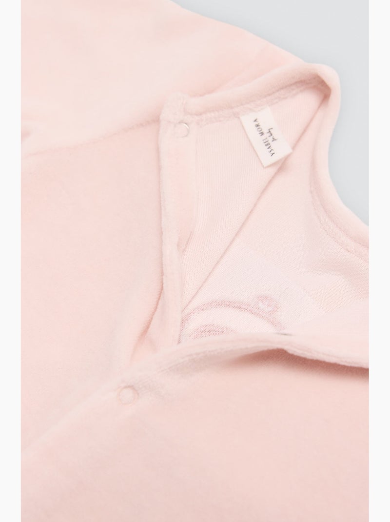Barboteuse en velours pour bébé Rose - Kiabi