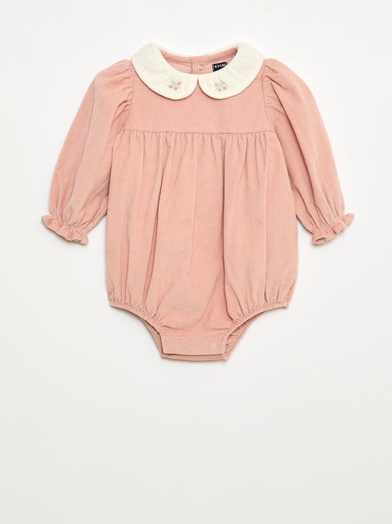 Barboteuse en velours Rose - Kiabi
