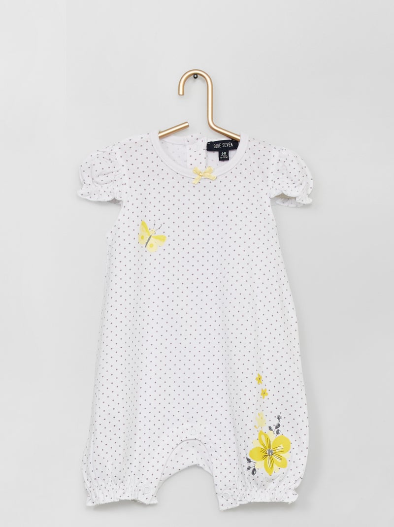 Barboteuse fantaisie en jersey blanc - Kiabi