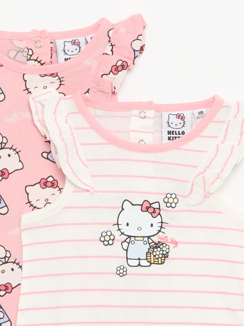 Barboteuse 'Hello Kitty' sans manches manches avec volants Rose - Kiabi