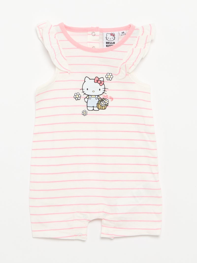 Barboteuse 'Hello Kitty' sans manches manches avec volants Rose - Kiabi