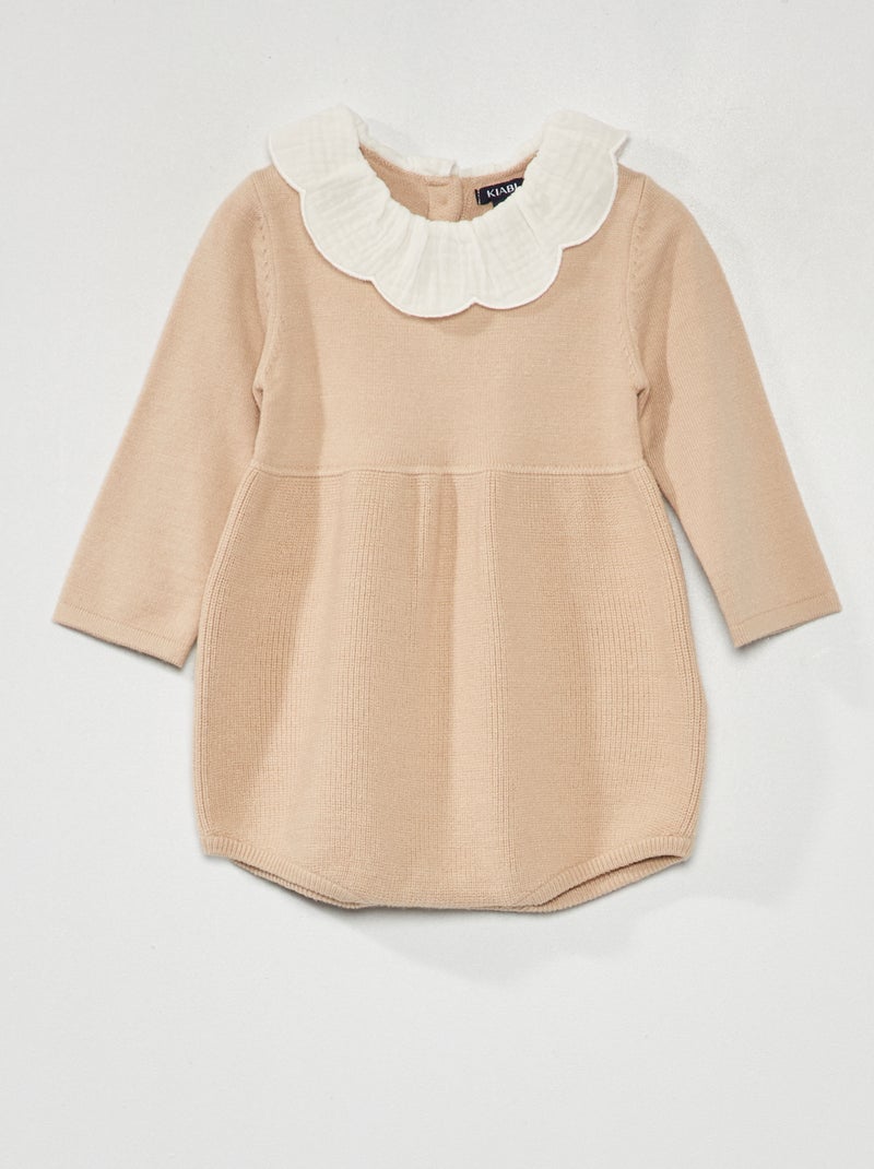 Barboteuse maille tricot Beige - Kiabi