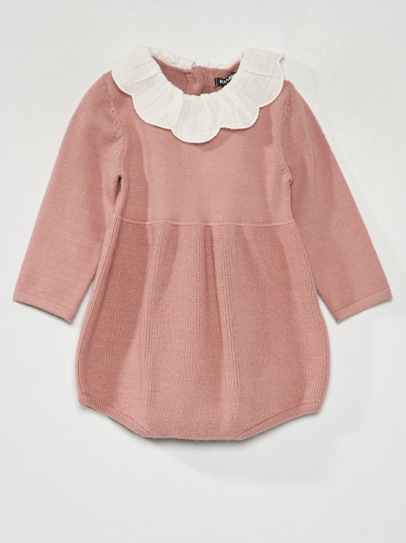 Barboteuse maille tricot Rose - Kiabi