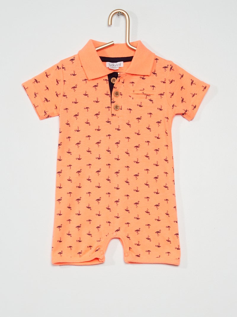 Barboteuse polo à motifs corail - Kiabi