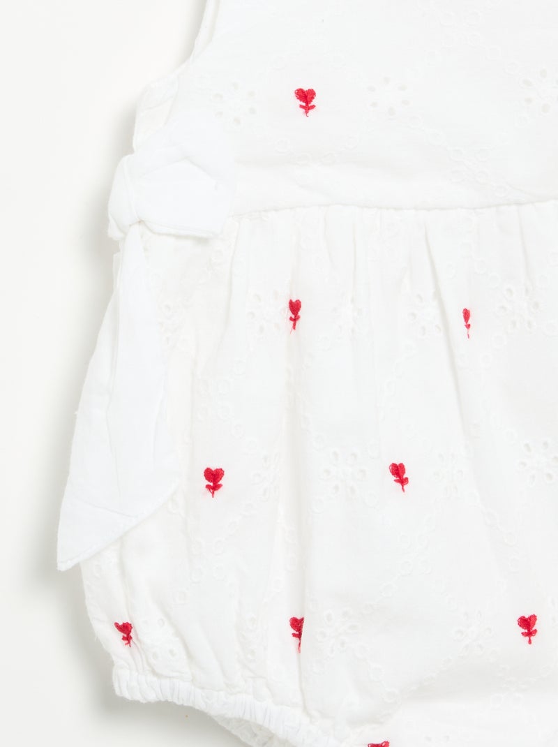Barboteuse sans manches avec broderies Beige - Kiabi