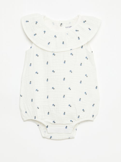 Barboteuse sans manches en double gaze de coton - Kiabi