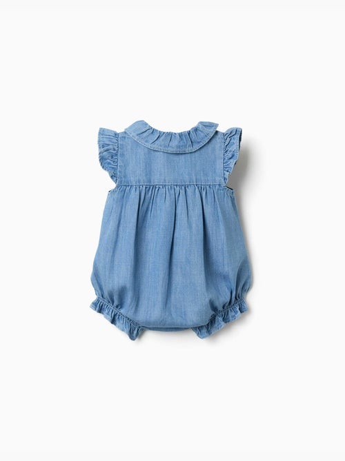 Barboteuse sans manches en jean avec volants - Kiabi Barboteuse sans manches en jean avec volants - Kiabi
