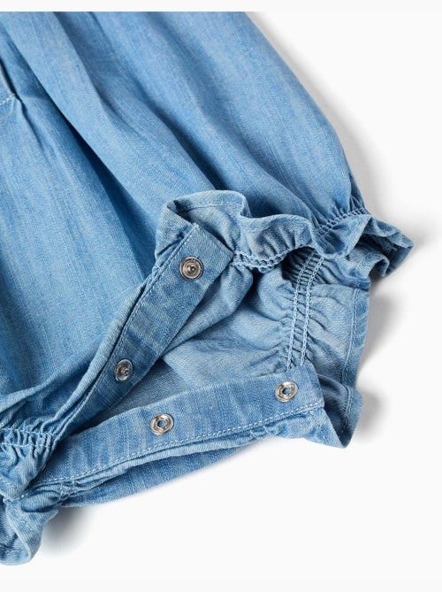 Barboteuse sans manches en jean avec volants - Kiabi Barboteuse sans manches en jean avec volants - Kiabi