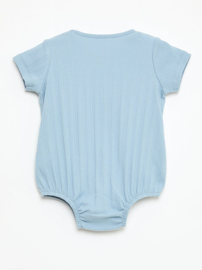 Barboteuse unie sans manches col rond Bleu - Kiabi