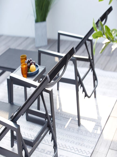 BARI - Lot de 2 transats avec table d'appoint noir - Kiabi