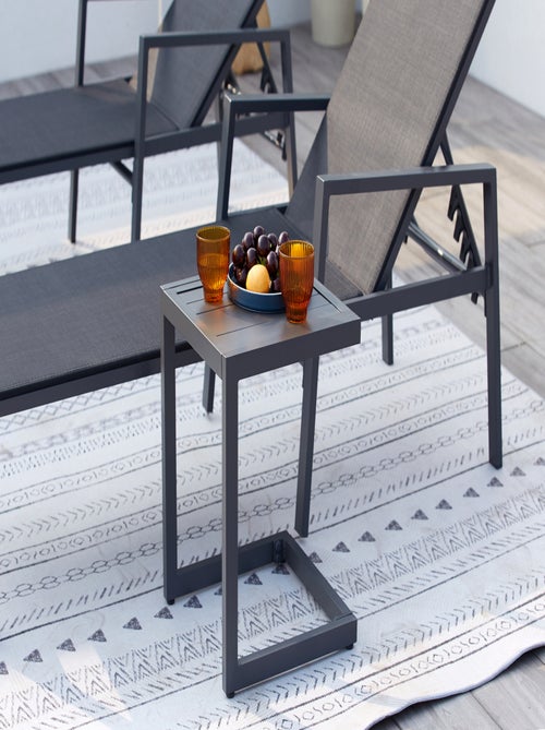 BARI - Lot de 2 transats avec table d'appoint noir - Kiabi