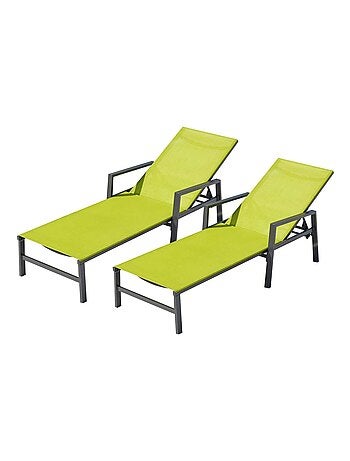 BARI Lot de 2 transats en aluminium gris foncé