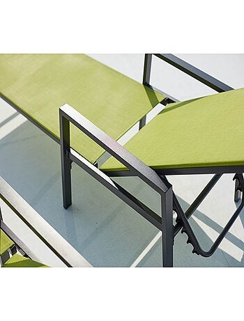 BARI Lot de 2 transats en aluminium gris foncé