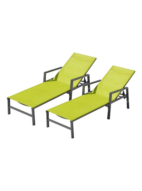 BARI Lot de 2 transats en aluminium gris foncé et vert - Kiabi