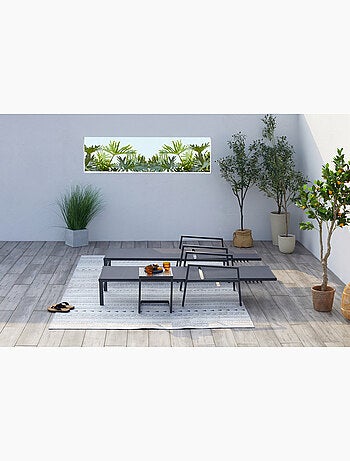 BARI Lot de 2 transats et une table d'appoint noir