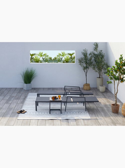 BARI Lot de 2 transats et une table d'appoint noir - Kiabi
